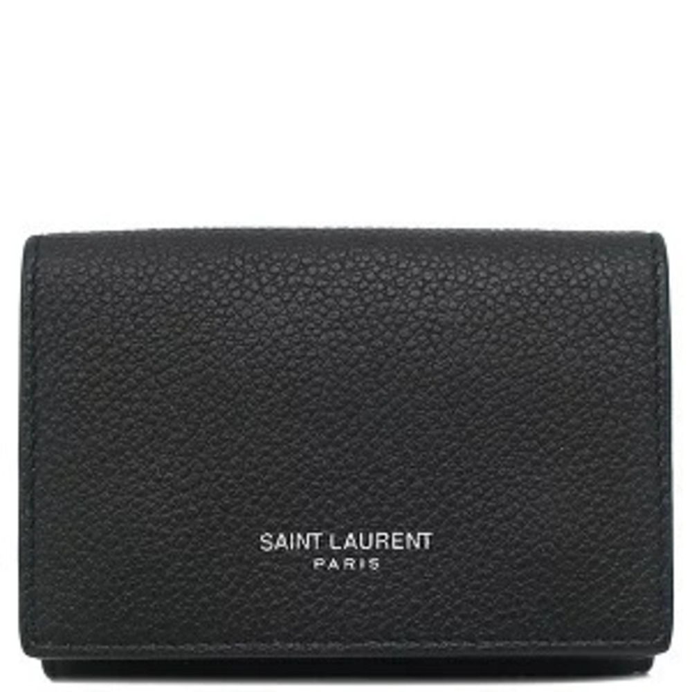 Saint Laurent Tri fold Wallet Compact Leather Black